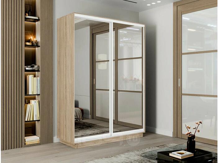 Шкаф-купе 1600x600x2400 Экспресс 2 Дуб сонома зеркало, ЛДСП