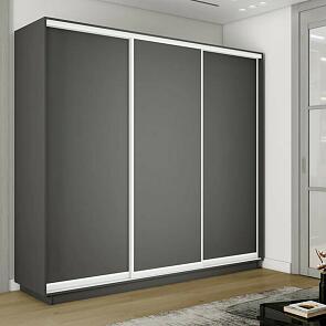 Шкаф Экспресс 2 3-х дверный Трио ЛДСП (Белый профиль) Серый Диамант 1800x2200x600