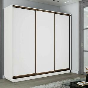 Шкаф Экспресс 2 3-х дверный Трио ЛДСП (Бронзовый профиль) Белый снег 2100x2400x450