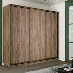 Шкаф Экспресс 2 3-х дверный Трио ЛДСП (Бронзовый профиль) Дуб Крафт Табачный 2400x2400x600