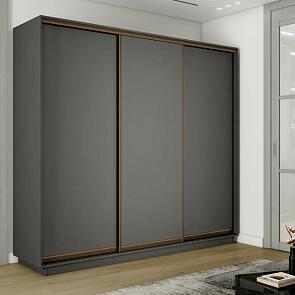 Шкаф Экспресс 2 3-х дверный Трио ЛДСП (Бронзовый профиль) Серый Диамант 2100x2200x450