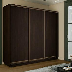 Шкаф Экспресс 2 3-х дверный Трио ЛДСП (Бронзовый профиль) Венге 1800x2200x600