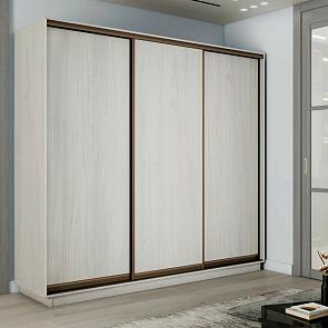 Шкаф Экспресс 2 3-х дверный Трио ЛДСП (Бронзовый профиль) Ясень Анкор светлый 2400x2200x600