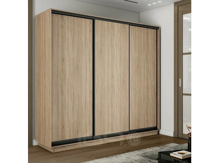 Шкаф Экспресс 2 3-х дверный Трио ЛДСП (Чёрный профиль) Дуб Сонома 1800x2400x450