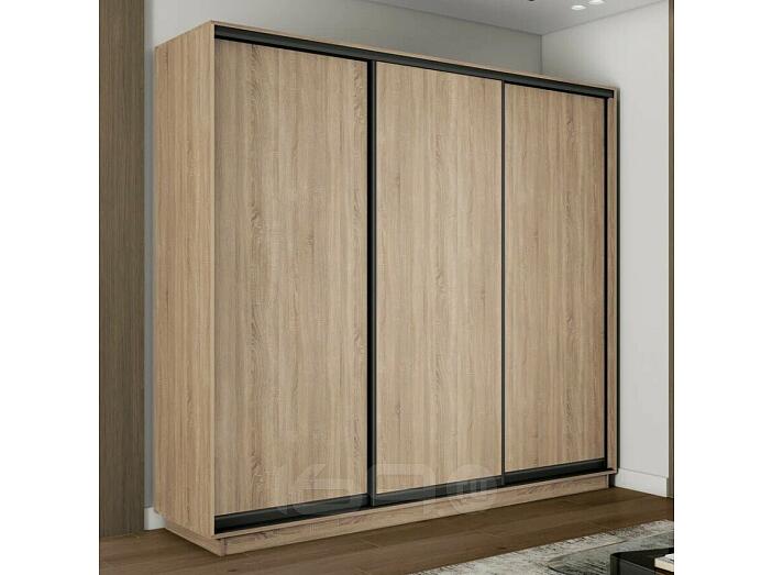 Шкаф Экспресс 2 3-х дверный Трио ЛДСП (Чёрный профиль) Дуб Сонома 2100x2200x600