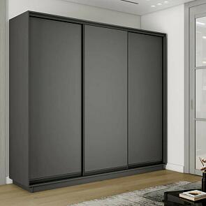 Шкаф Экспресс 2 3-х дверный Трио ЛДСП (Чёрный профиль) Серый Диамант 2400x2200x450