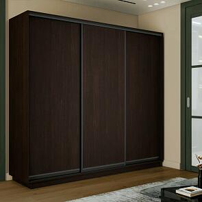 Шкаф Экспресс 2 3-х дверный Трио ЛДСП (Чёрный профиль) Венге 2400x2200x450