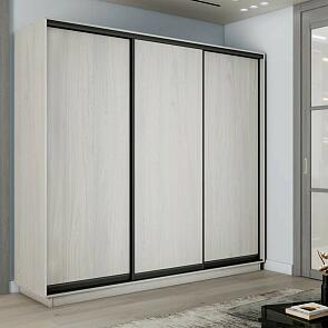 Шкаф Экспресс 2 3-х дверный Трио ЛДСП (Чёрный профиль) Ясень Анкор светлый 1800x2400x450