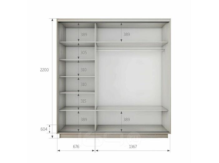 Шкаф Экспресс 2 3-х дверный Трио ЛДСП (Чёрный профиль) Ясень Анкор светлый 2100x2200x600