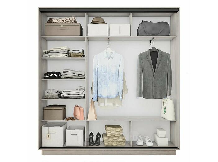 Шкаф Экспресс 2 3-х дверный Трио ЛДСП (Чёрный профиль) Ясень Анкор светлый 2400x2200x450