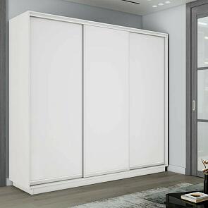 Шкаф Экспресс 2 3-х дверный Трио ЛДСП (Серебряный профиль) Белый снег 2100x2200x450