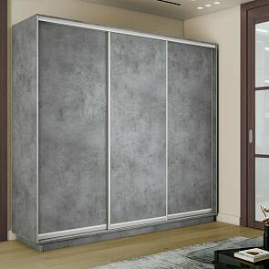 Шкаф Экспресс 2 3-х дверный Трио ЛДСП (Серебряный профиль) Бетон 2400x2400x450