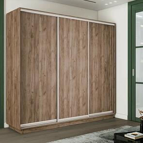 Шкаф Экспресс 2 3-х дверный Трио ЛДСП (Серебряный профиль) Дуб Крафт Табачный 1800x2200x600