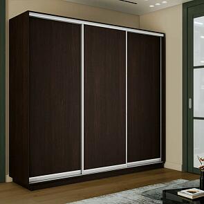 Шкаф Экспресс 2 3-х дверный Трио ЛДСП (Серебряный профиль) Венге 2400x2200x600