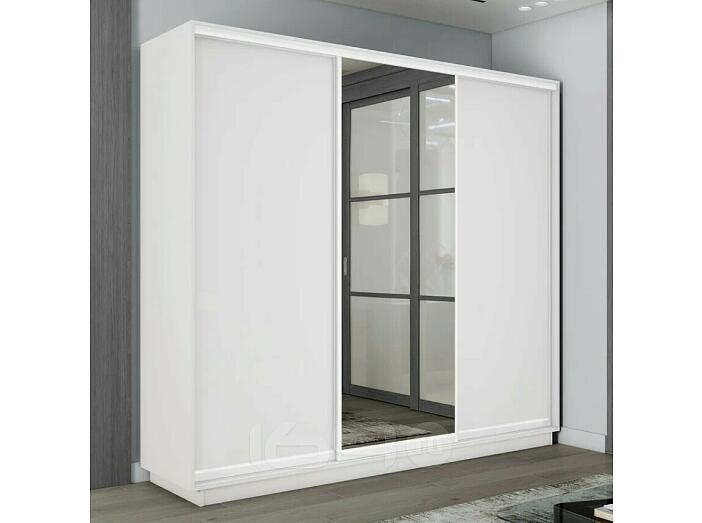Шкаф-купе 1800x450x2200 Экспресс 2 Белый снег зеркало, ЛДСП