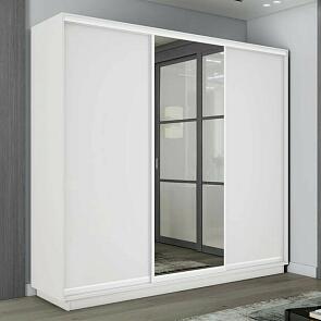 Шкаф Экспресс 2 3-х дверный Трио ЛДСП Зеркало ЛДСП (Белый профиль) Белый снег 1800x2200x450
