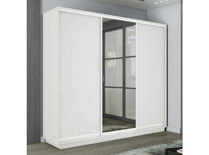 Шкаф-купе 1800x600x2400 Экспресс 2 Белый снег зеркало, ЛДСП