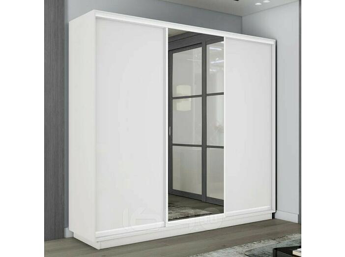 Шкаф-купе 2100x450x2200 Экспресс 2 Белый снег зеркало, ЛДСП