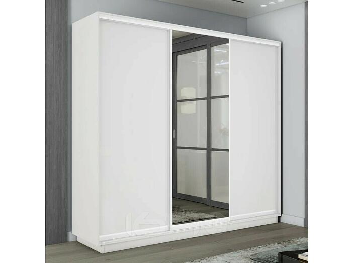 Шкаф-купе 2100x600x2400 Экспресс 2 Белый снег зеркало, ЛДСП