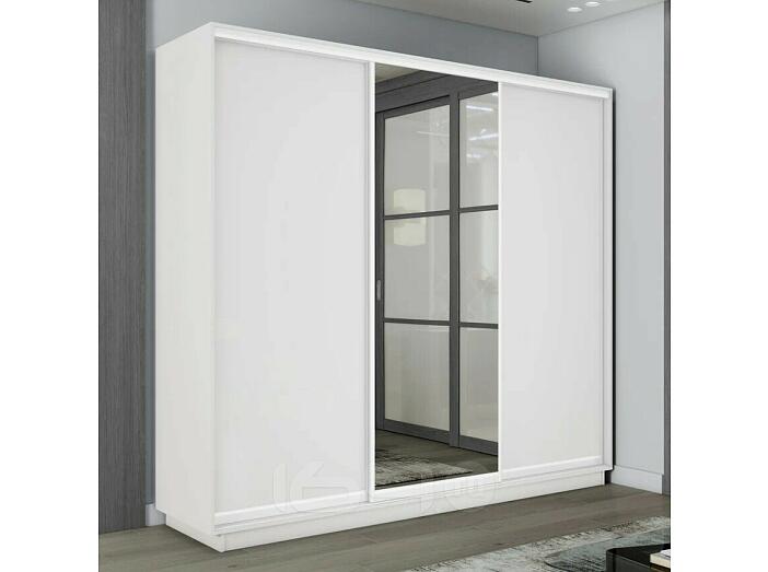 Шкаф Экспресс 2 3-х дверный Трио ЛДСП Зеркало ЛДСП (Белый профиль) Белый снег 2400x2400x450 Шкаф Экспресс 2 3-х дверный Трио ЛДСП Зеркало ЛДСП (Белый профиль) Белый снег 2400x2400x450