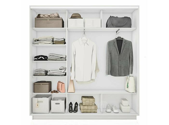 Шкаф Экспресс 2 3-х дверный Трио ЛДСП Зеркало ЛДСП (Белый профиль) Белый снег 2400x2400x450