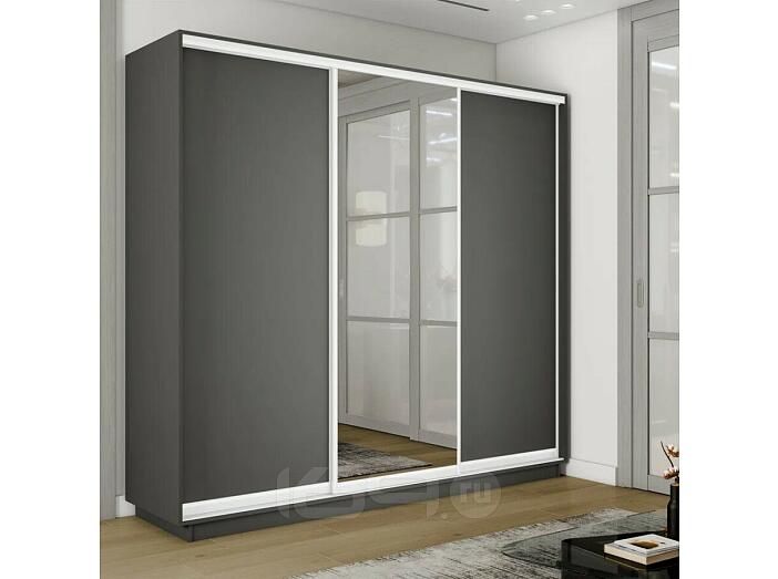 Шкаф-купе 1800x450x2400 Экспресс 2 Серый Диамант зеркало, ЛДСП