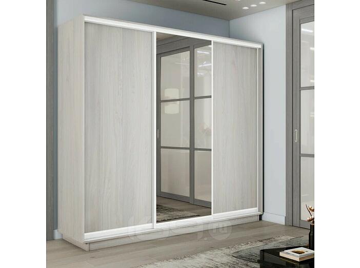 Шкаф-купе 2100x600x2200 Экспресс 2 Ясень Анкор светлый зеркало, ЛДСП