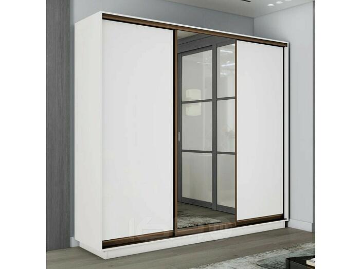 Шкаф Экспресс 2 3-х дверный Трио ЛДСП Зеркало ЛДСП (Бронзовый профиль) Белый снег 1800x2400x600 Шкаф Экспресс 2 3-х дверный Трио ЛДСП Зеркало ЛДСП (Бронзовый профиль) Белый снег 1800x2400x600