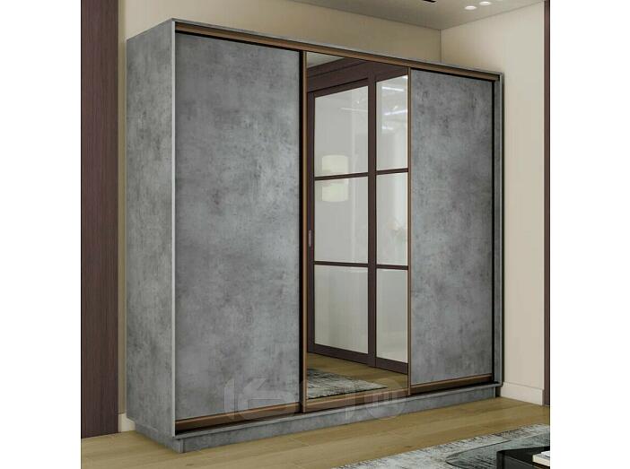 Шкаф-купе 1800x450x2400 Экспресс 2 Бетон/бетон зеркало, ЛДСП