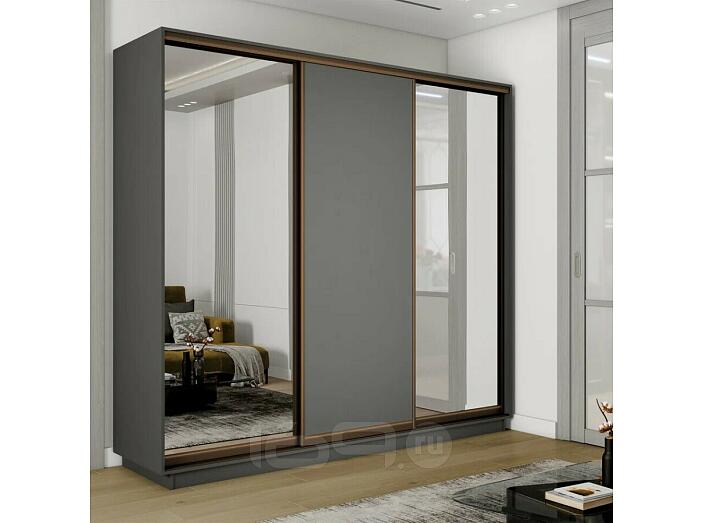 Шкаф-купе 2400x450x2400 Экспресс 2 Серый Диамант зеркало, ЛДСП