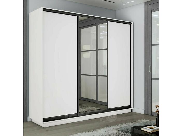 Шкаф-купе 1800x450x2200 Экспресс 2 Белый снег зеркало, ЛДСП