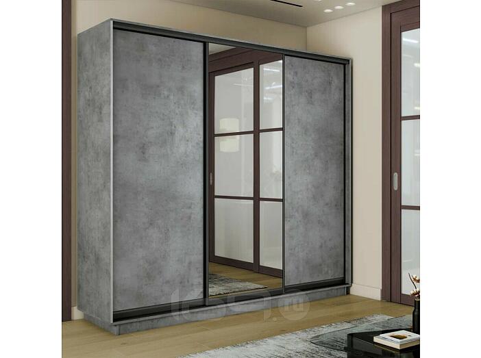 Шкаф-купе 1800x600x2200 Экспресс 2 Бетон зеркало, ЛДСП