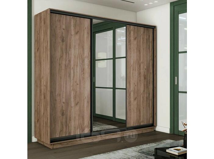 Шкаф-купе 1800x450x2200 Экспресс 2 Дуб Крафт табачный зеркало, ЛДСП