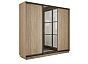Шкаф Экспресс 2 3-х дверный Трио ЛДСП Зеркало ЛДСП (Чёрный профиль) Дуб Сонома 1800x2200x600