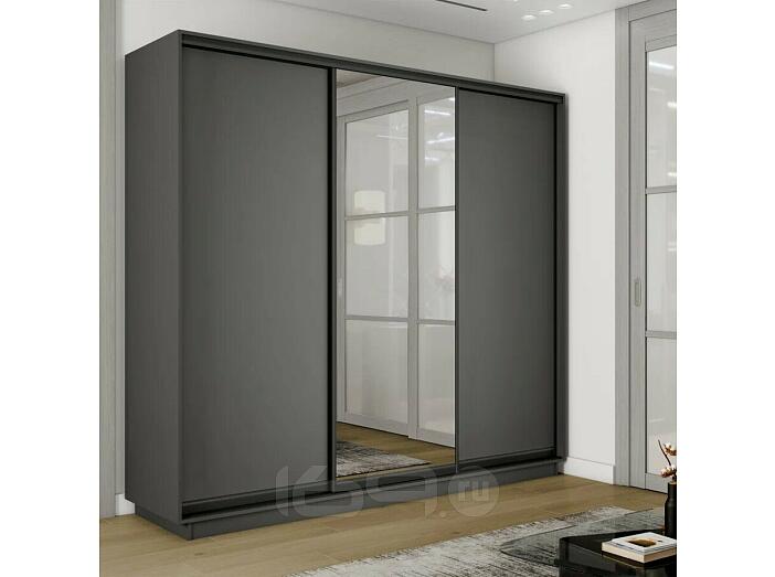 Шкаф-купе 1800x450x2200 Экспресс 2 Серый Диамант зеркало, ЛДСП