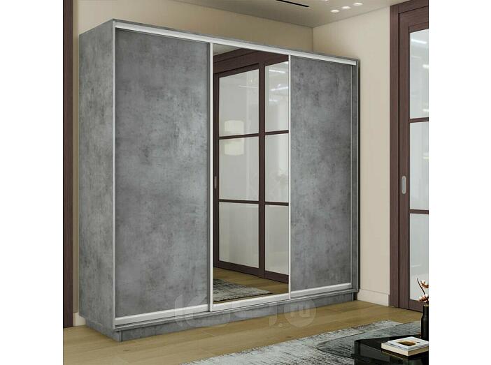 Шкаф-купе 2400x450x2400 Экспресс 2 Бетон зеркало, ЛДСП