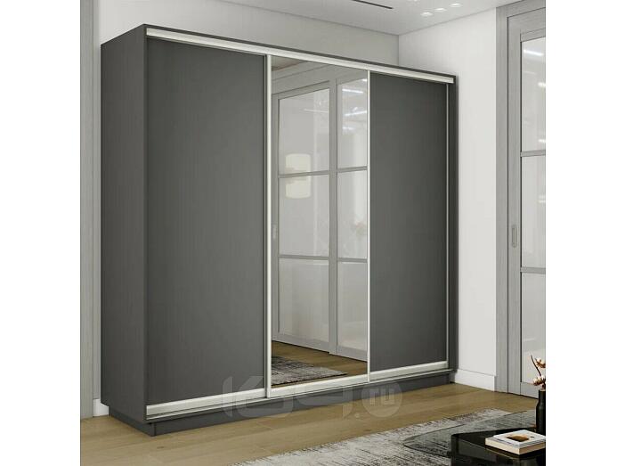 Шкаф-купе 1800x450x2400 Экспресс 2 Серый Диамант зеркало, ЛДСП