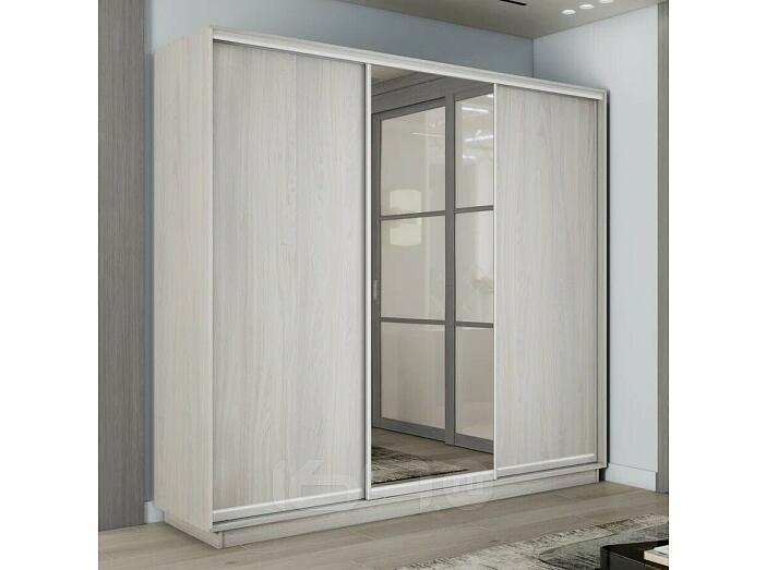 Шкаф-купе 2400x450x2400 Экспресс 2 Ясень Анкор светлый зеркало, ЛДСП