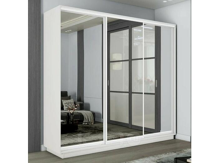 Шкаф Экспресс 2 3-х дверный Трио Зеркало (Белый профиль) Белый снег 1800x2400x600 Шкаф Экспресс 2 3-х дверный Трио Зеркало (Белый профиль) Белый снег 1800x2400x600