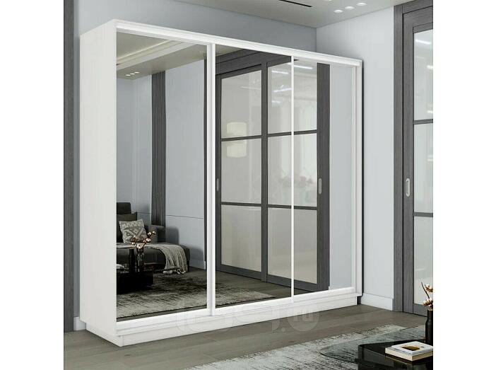 Шкаф-купе 2100x450x2400 Экспресс 2 Белый снег зеркало, ЛДСП