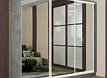 Шкаф Экспресс 2 3-х дверный Трио Зеркало (Белый профиль) Бетон 2400x2200x600