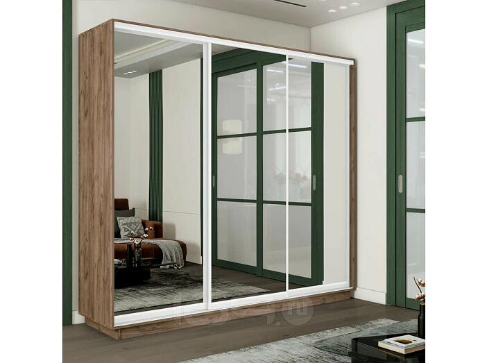 Шкаф-купе 1800x450x2200 Экспресс 2 Дуб Крафт табачный зеркало, ЛДСП