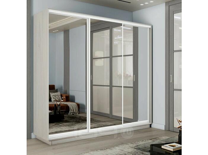 Шкаф-купе 2100x600x2200 Экспресс 2 Ясень Анкор светлый/ясень анкор светлый зеркало, ЛДСП