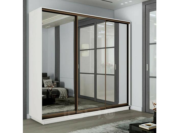 Шкаф-купе 1800x600x2400 Экспресс 2 Белый снег зеркало, ЛДСП