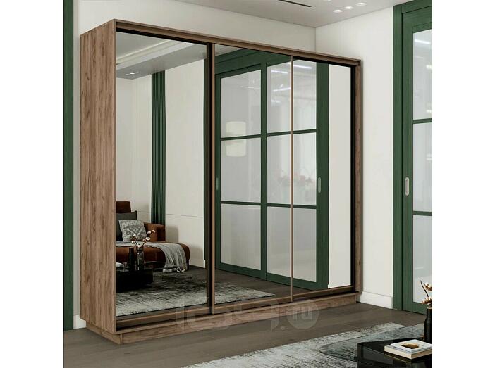 Шкаф-купе 1800x450x2200 Экспресс 2 Дуб Крафт табачный зеркало, ЛДСП