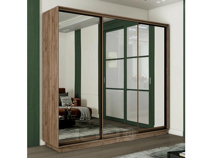 Шкаф Экспресс 2 3-х дверный Трио Зеркало (Бронзовый профиль) Дуб Крафт Табачный 1800x2400x600 Шкаф Экспресс 2 3-х дверный Трио Зеркало (Бронзовый профиль) Дуб Крафт Табачный 1800x2400x600