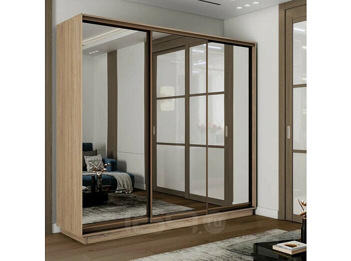 Шкаф-купе 2400x450x2200 Экспресс 2 Дуб сонома зеркало, ЛДСП