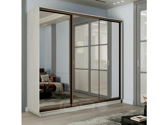 Шкаф-купе 2400x450x2200 Экспресс 2 Ясень Анкор светлый зеркало, ЛДСП