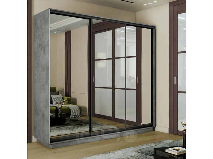 Шкаф-купе 1800x450x2200 Экспресс 2 Бетон/бетон зеркало, ЛДСП