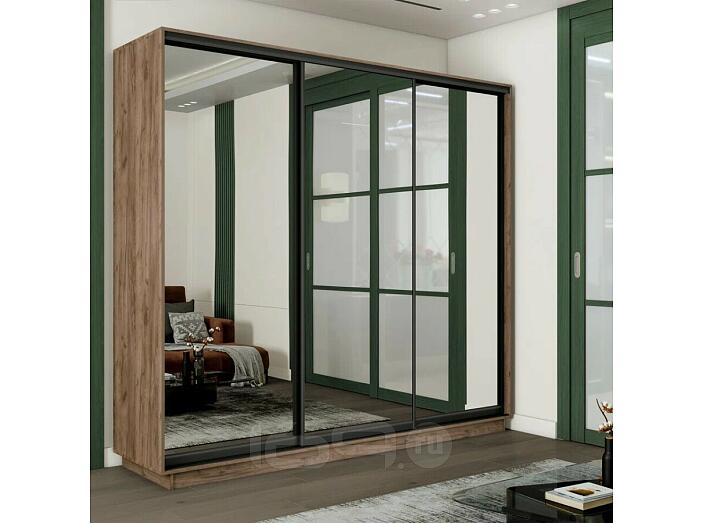 Шкаф-купе 2100x450x2200 Экспресс 2 Дуб Крафт табачный зеркало, ЛДСП